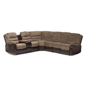 Baxton Studio Robinson Modern and Contemporary Brown Towel Fabric and Brown Faux Leather Two-tone 7-Piece Sectional Sofa